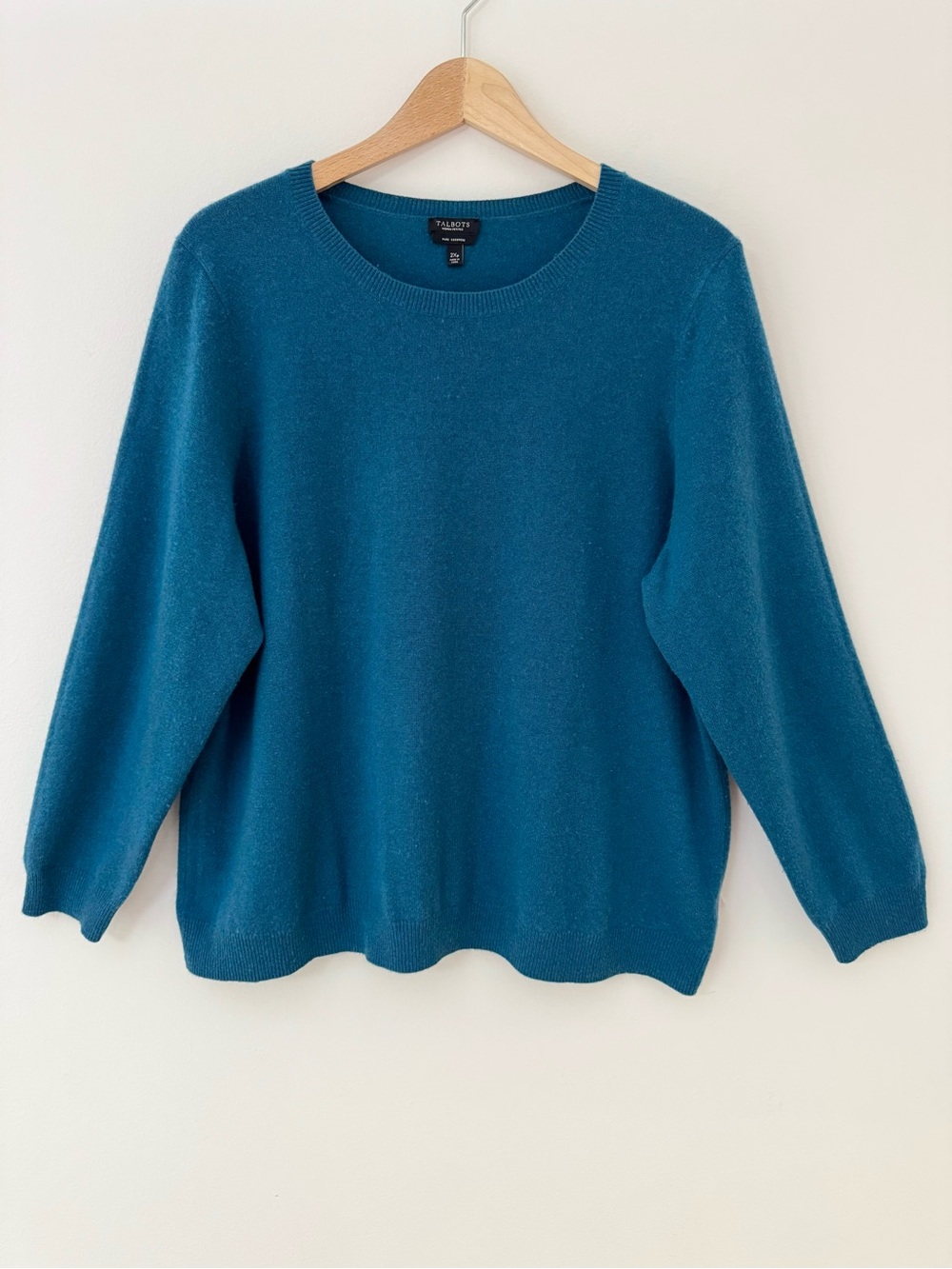 Talbots Audrey 100% Cashmere Sweater Teal Ocean Blue Plus Size 2X Petite 2XP - Picture 3 of 10